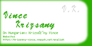 vince krizsany business card